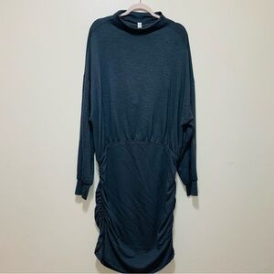 Daily Practice by Anthropologie Ruched long sleeve grey midi dress size 2x